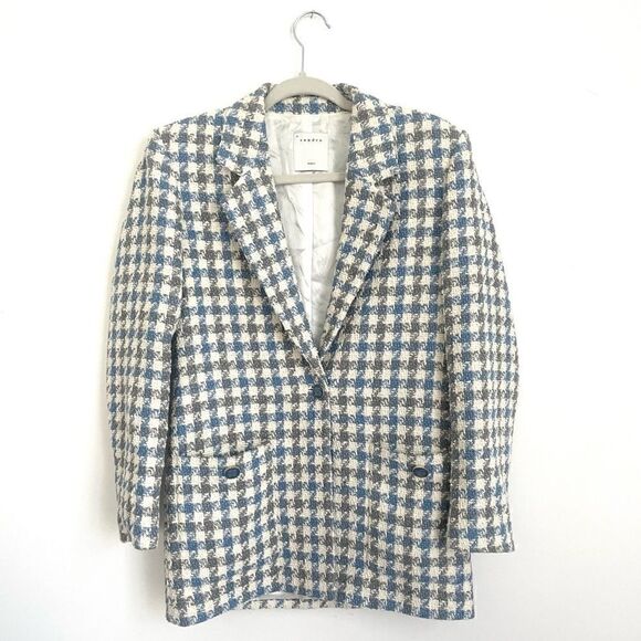 NEW $990  Sandro Caliana Houndstooth Tweed Jacket - Picture 12 of 16